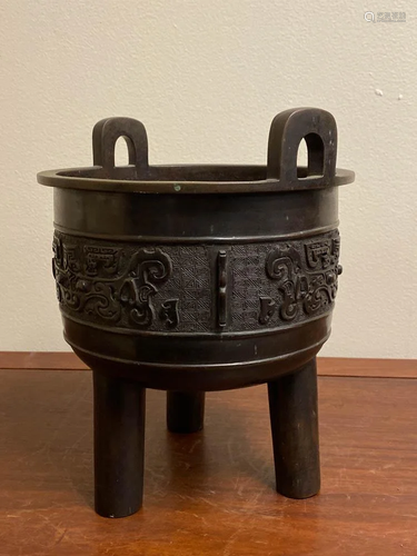 Chinese Bronze Censer of Ding Shape