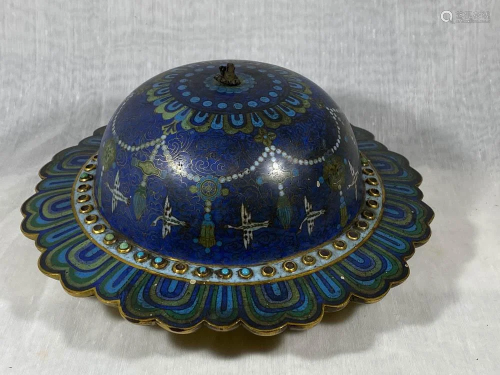 18th cen Chinese Cloisonne Vase Cover