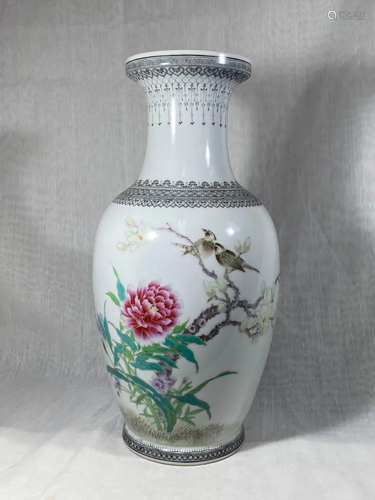 Chinese Porcelain Vase with Bird Scene