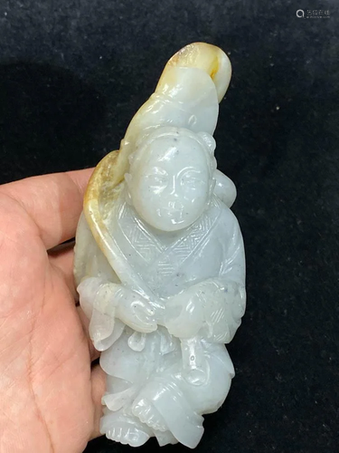 Chinese Jade Boy with Lotus