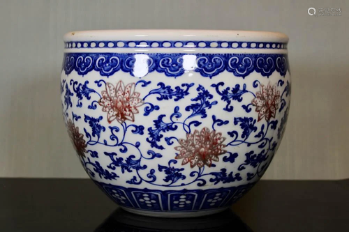 Chinese Copper Red Blue White Fishbowl - Albert