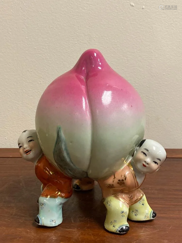 Chinese Porcelain Boys Holding Peach