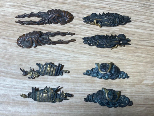 Three Pairs Japanese Sword Fitting - Lobster