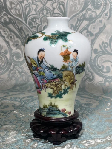 Chinese Famille Porcelain Meiping on Stan…