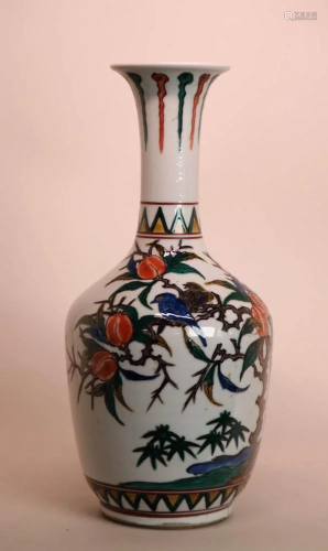 Japanese Ku Kutani Porcelain Vase - Bird