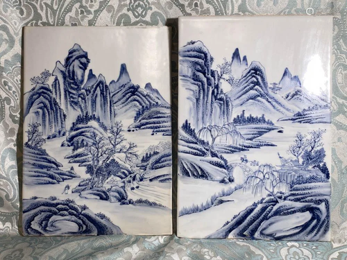 Pair Chinese Porcelain Plaques with Lan…