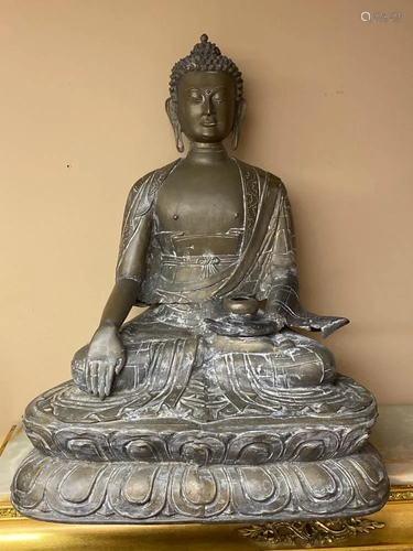 Large Nepalese Bronze Seated Buddha