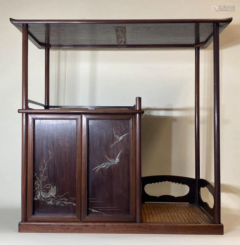 Japanese Rosewood Scholar Curio Cabinet wit…