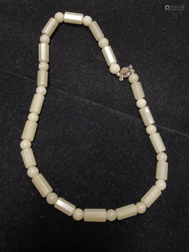 Japanese Jade Necklace with Facet Form