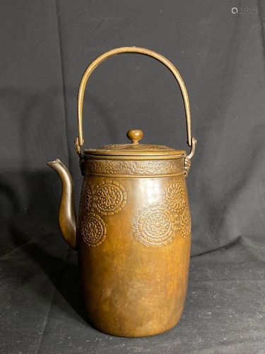 Japanese Meiji Bronze Tea Kettle with Ha…