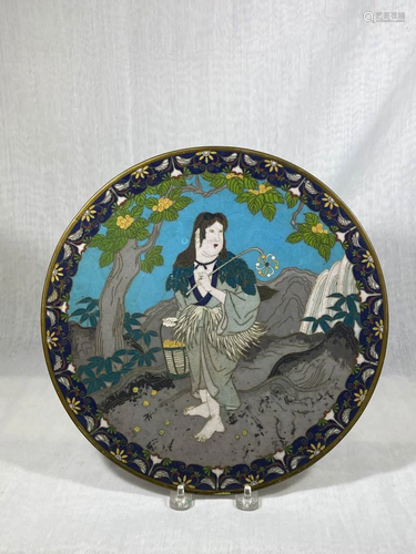 Japanese Cloisonne Charger - Female Immortal