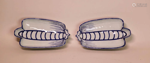 Pair Japanese Blue White Porcelain Bowl - Bat…