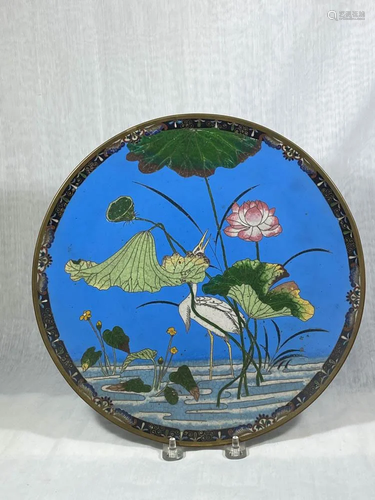 Japanese Cloisonne Charger - Crane