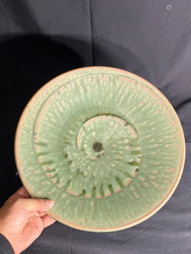 Japanese Studio Pottery Bowl - Swirl Green …