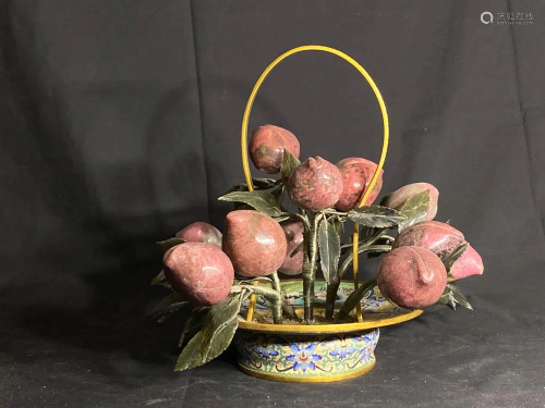 Chinese Cloisonne Peach Offering Basket