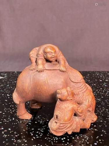 Chinese Carved Bamboo Boy on Ox