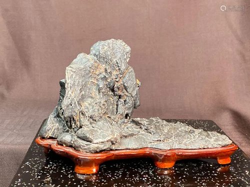 Chinese Scholar Rock with Wood Base