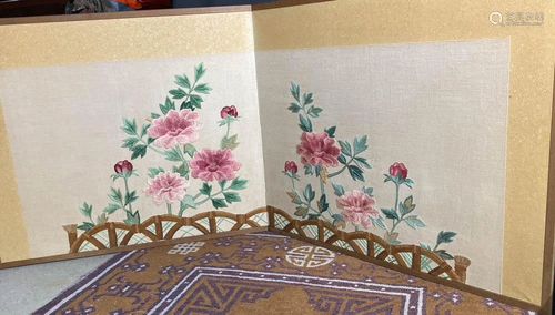 Japanese Embroidery Screen - Peony