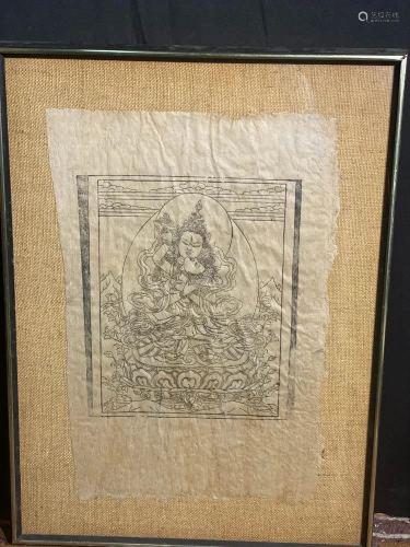 Tibetan Wood Block Print of Tara