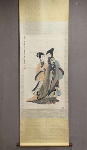 A Chinese Scroll Painting, Fu Baoshi Mark