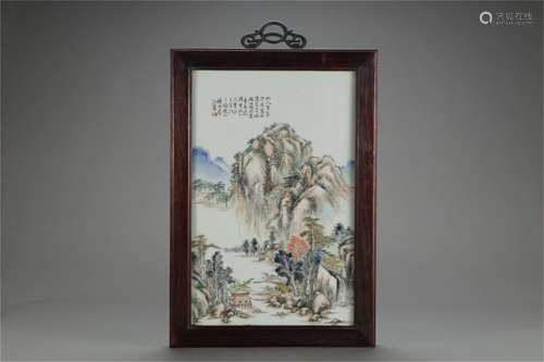 A Chinese Mo-Cai Glazed Porcelain Hanging Screen