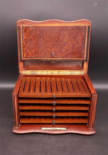 A French Carved Hardwood Cigar Humidor