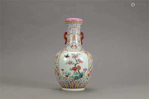 A Chinese Famille-Rose Porcelain Vase