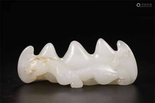 A Chinese Carved Jade Brush Rack