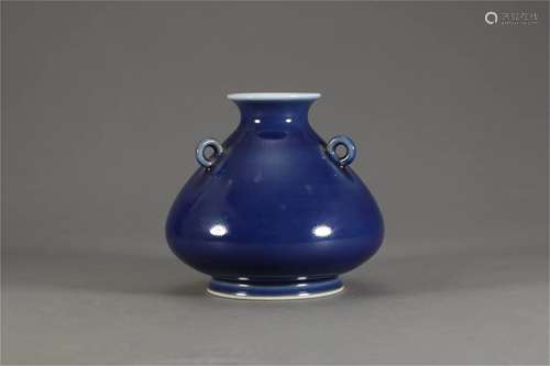 A Chinese Blue Glazed Porcelain Vase