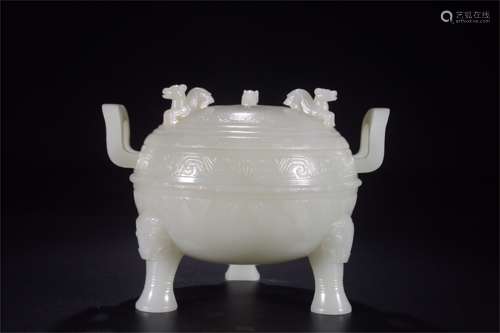 A Chinese Carved Jade Incense Burner