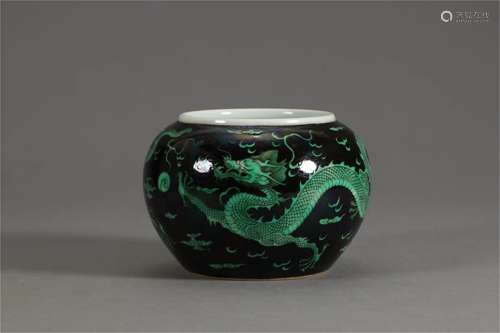 A Chinese Black Ground Porcelain Jar