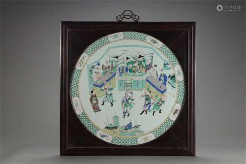 A Chinese Wu-Cai Glazed Porcelain Hanging Screen