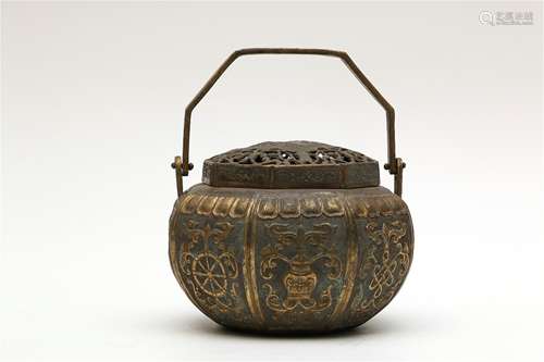 A Chinese Gilt Bronze Incense Burner