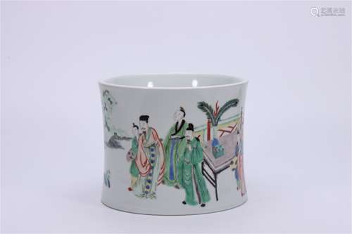 A Chinese Wu-Cai Glazed Porcelain Brush Pot