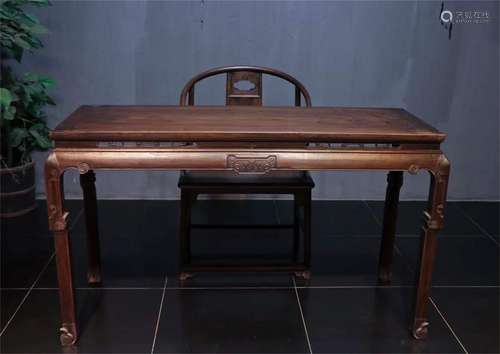 A Set of A Chinese Carved Hardwood Chair and A Table