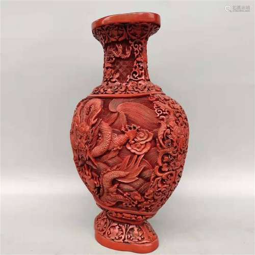 A Chinese Carved Tixi Lacquer Vase