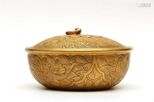 A Chinese Gilt Bronze Bowl with Cover