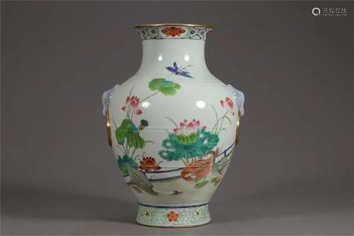 A Chinese Famille-Rose Porcelain Vase