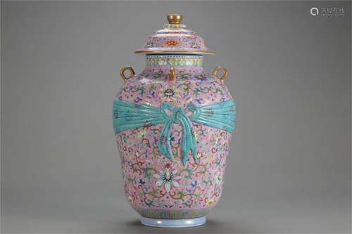 A Chinese Famille-Rose Porcelain Vase