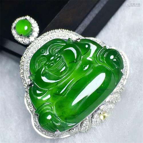 A Chinese Carved Jadeite Pendant (W/O Chain)