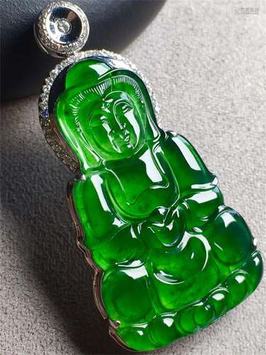 A Chinese Carved Jadeite Pendant (W/O Chain)