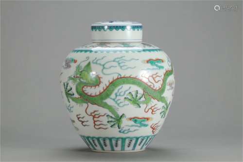 A Chinese Dou-Cai Porcelain Jar with Cover