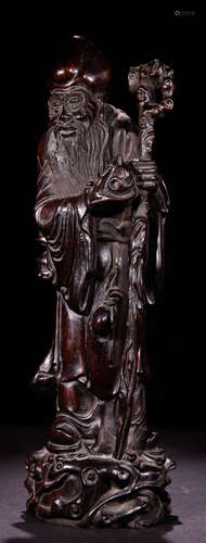 A ZITAN WOOD CARVED BUDDHA STATUE