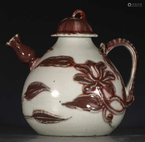 AN UNDERGLAZE RED TEAPOT