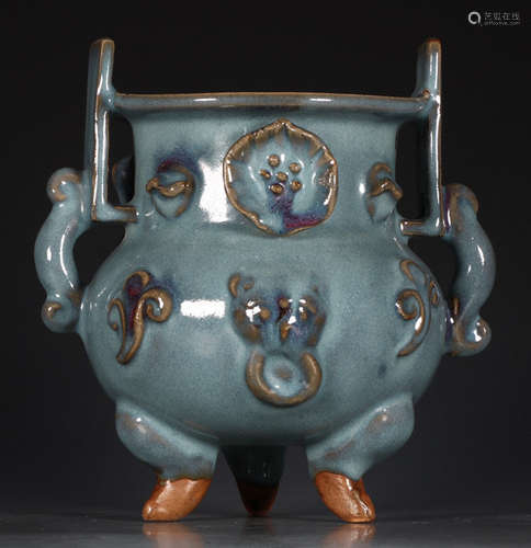 A JUNYAO GLAZE DOUBLE EAR CENSER