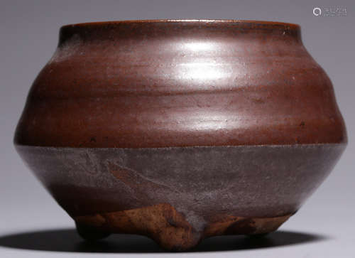 A BEAN SAUCE COLOR GLAZE TRIPOD CENSER