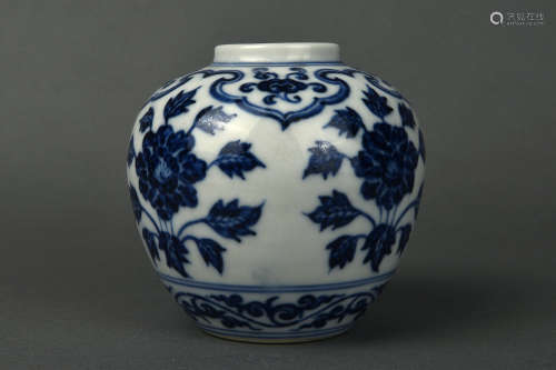 A BLUE AND WHITE JAR MING DYNASTY