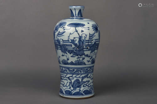 A BLUE AND WHITE BOYS MEIPING MING DYNASTY