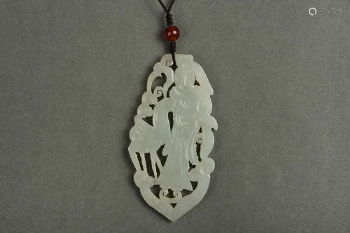 A RETICULATED WHITE JADE PLAQUE QING DYNASTY