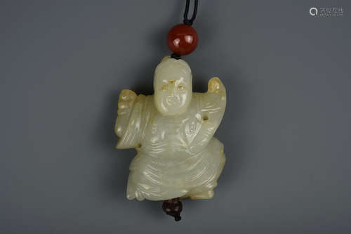 A WHITE JADE FIGURE MING DYNASTY BEFORE